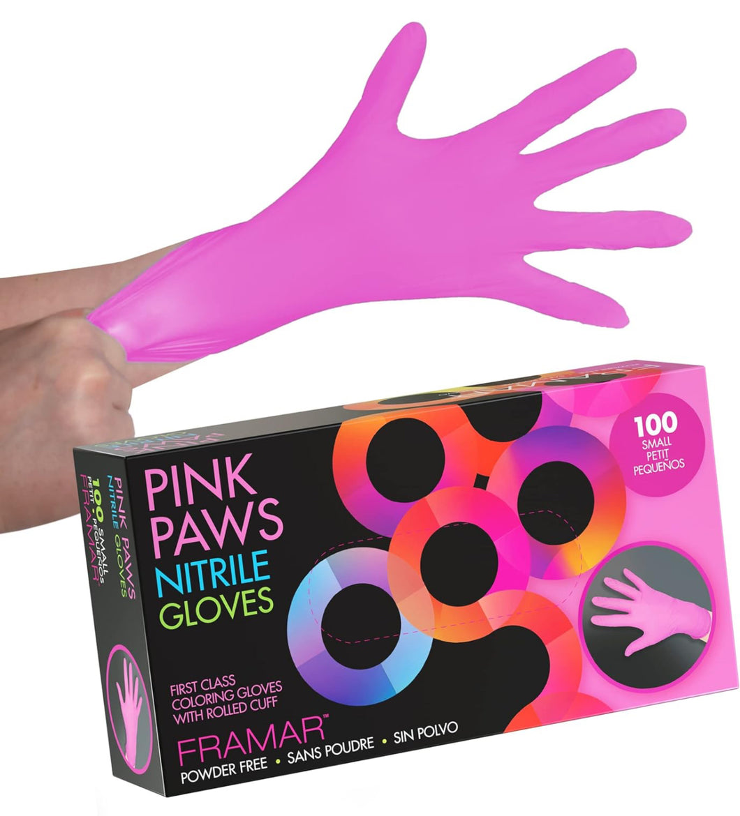 Framar Pink Paws Nitrile Gloves 100ct