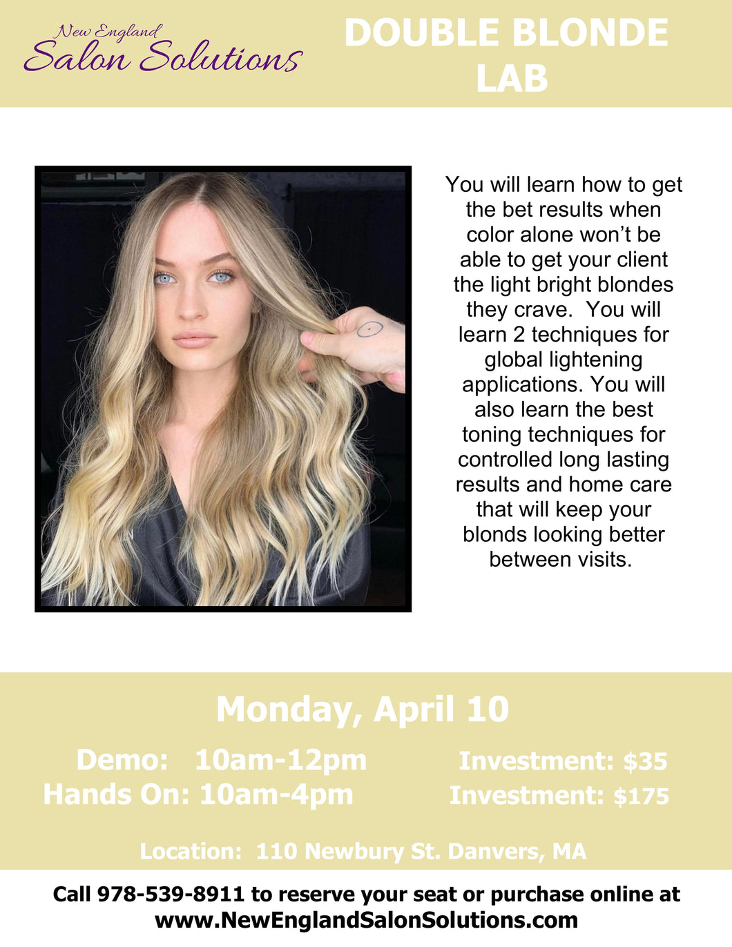 Double Blonde Lab Demo or Hands On APRIL 10